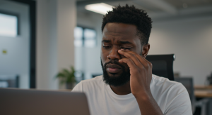 A young suffering from digital strain